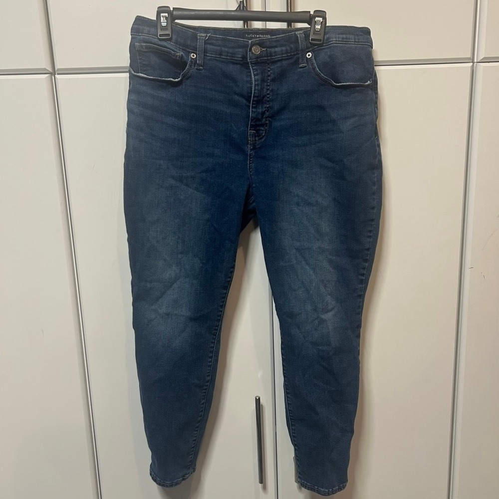 Lucky Brand Mid Rise Ankle Skinny Jeans Womens 16/33 Dark Wash Denim Blue
